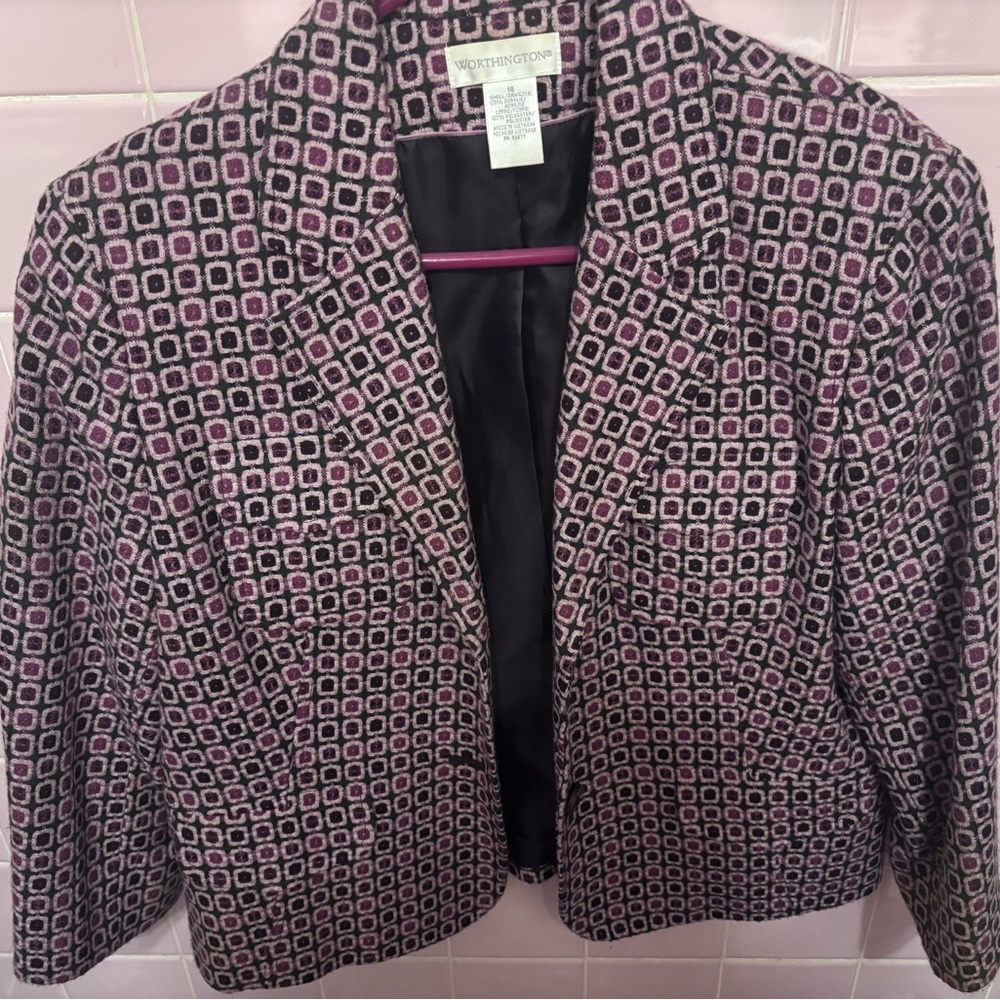 Worthington Pink and Black Blazer Suit Jacket